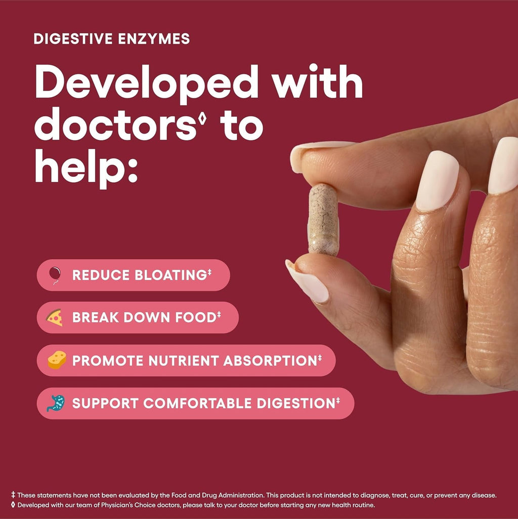Physician's Choice Digestive Enzymes, Digestive & Gut Health, Bloating & Meal Time Discomfort, Men and Women, 30 Count-Shop